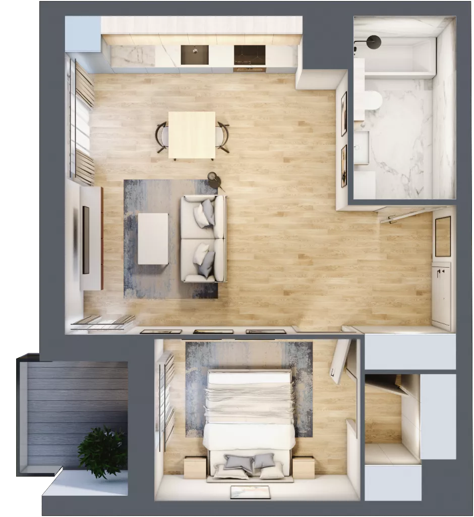 2 pokoje, mieszkanie 49,13 m², piętro 5, oferta nr 1A.5.52, Nowa Francuska IIB, Katowice, Osiedle Paderewskiego-Muchowiec, Muchowiec, ul. Szybowcowa