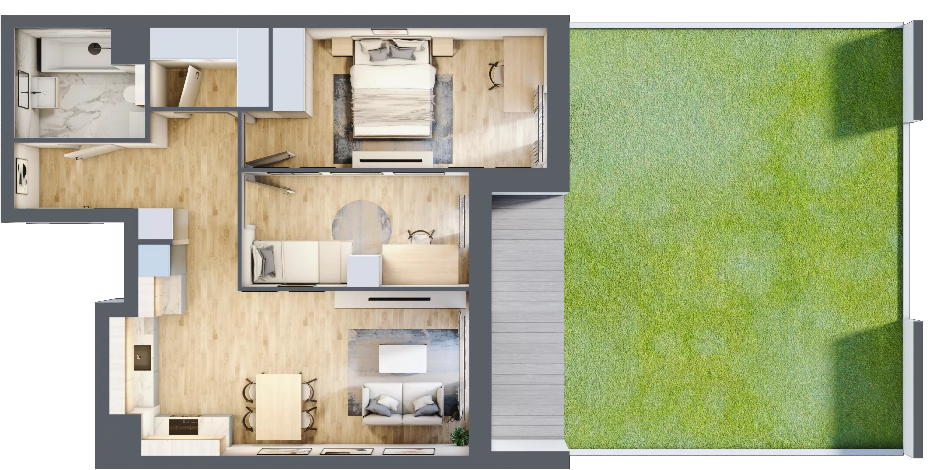 3 pokoje, mieszkanie 62,87 m², parter, oferta nr 1A.0.08, Nowa Francuska IIB, Katowice, Osiedle Paderewskiego-Muchowiec, Muchowiec, ul. Szybowcowa