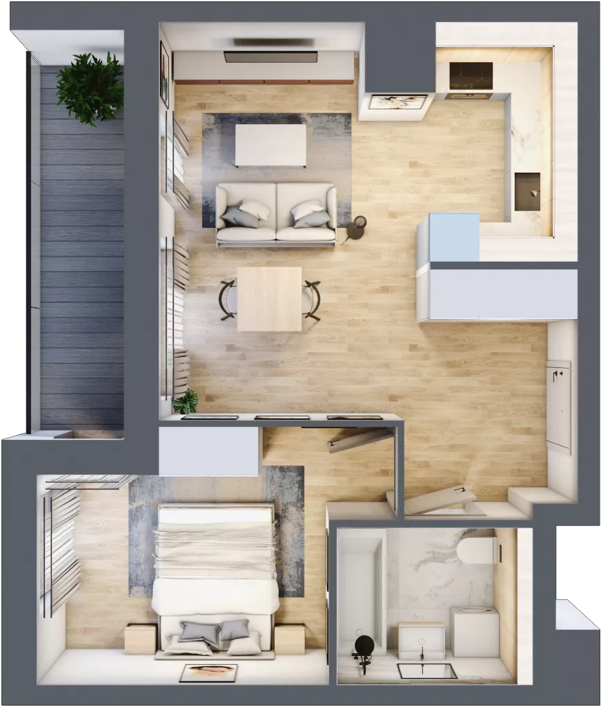 2 pokoje, mieszkanie 43,75 m², piętro 6, oferta nr 1B.6.125, Nowa Francuska IIB, Katowice, Osiedle Paderewskiego-Muchowiec, Muchowiec, ul. Szybowcowa