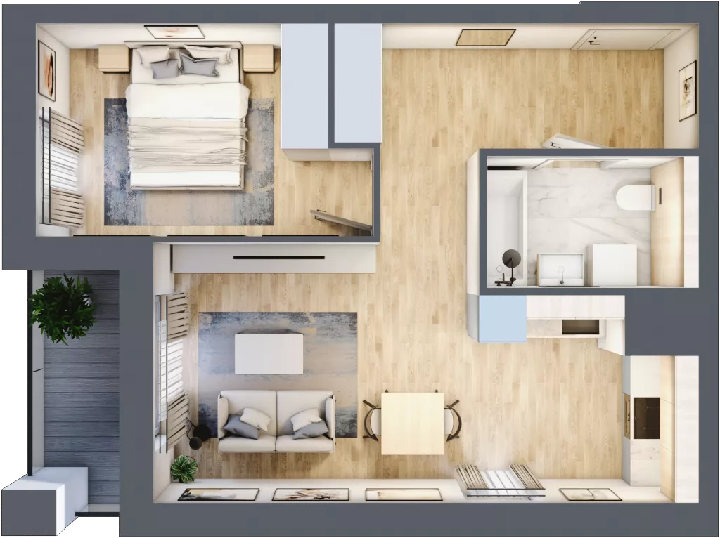 2 pokoje, mieszkanie 45,04 m², piętro 4, oferta nr 1A.4.39, Nowa Francuska IIB, Katowice, Osiedle Paderewskiego-Muchowiec, Muchowiec, ul. Szybowcowa