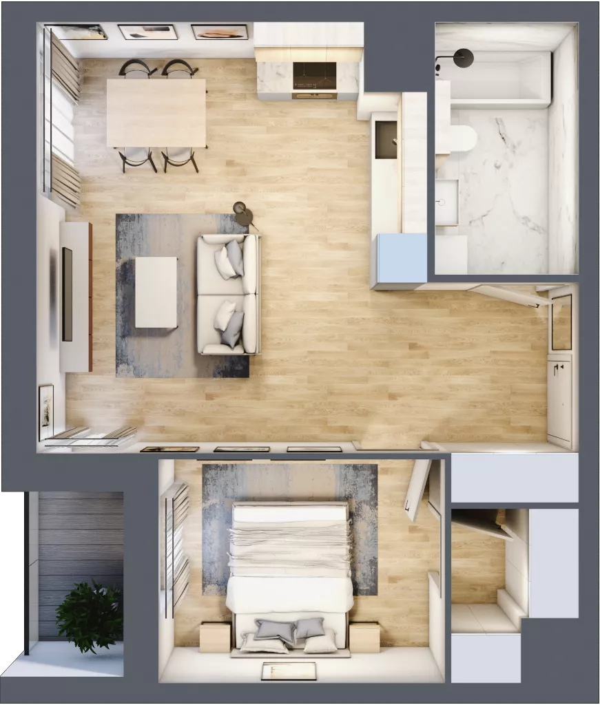 2 pokoje, mieszkanie 48,31 m², piętro 9, oferta nr 1A.9.81, Nowa Francuska IIB, Katowice, Osiedle Paderewskiego-Muchowiec, Muchowiec, ul. Szybowcowa