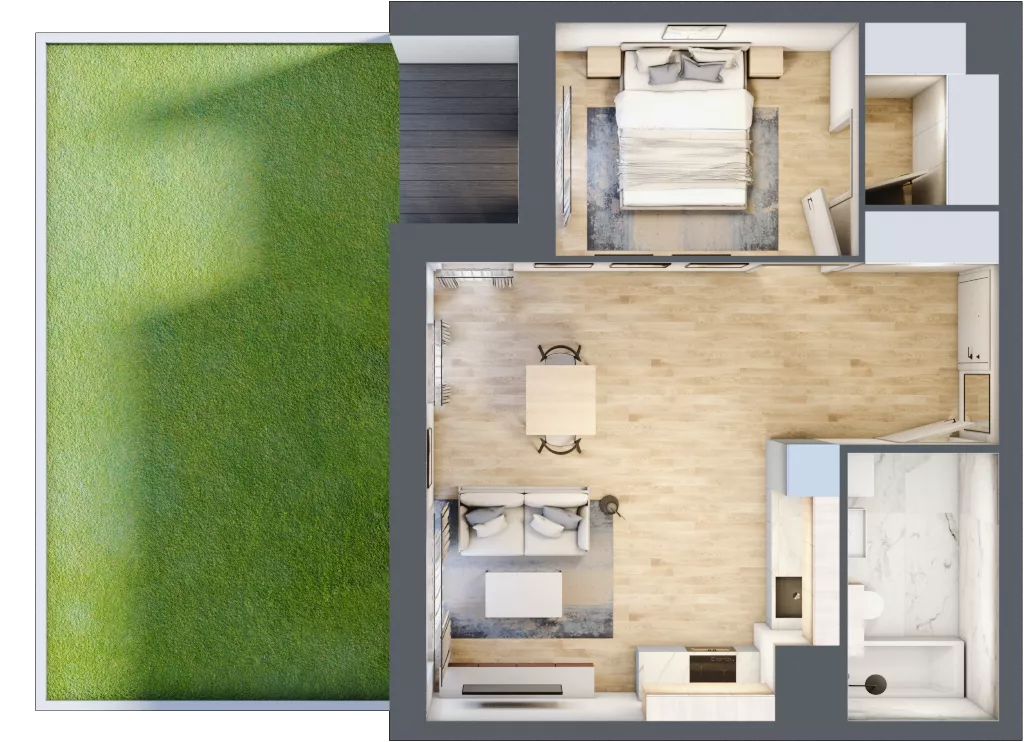2 pokoje, mieszkanie 47,31 m², parter, oferta nr 1B.0.90, Nowa Francuska IIB, Katowice, Osiedle Paderewskiego-Muchowiec, Muchowiec, ul. Szybowcowa