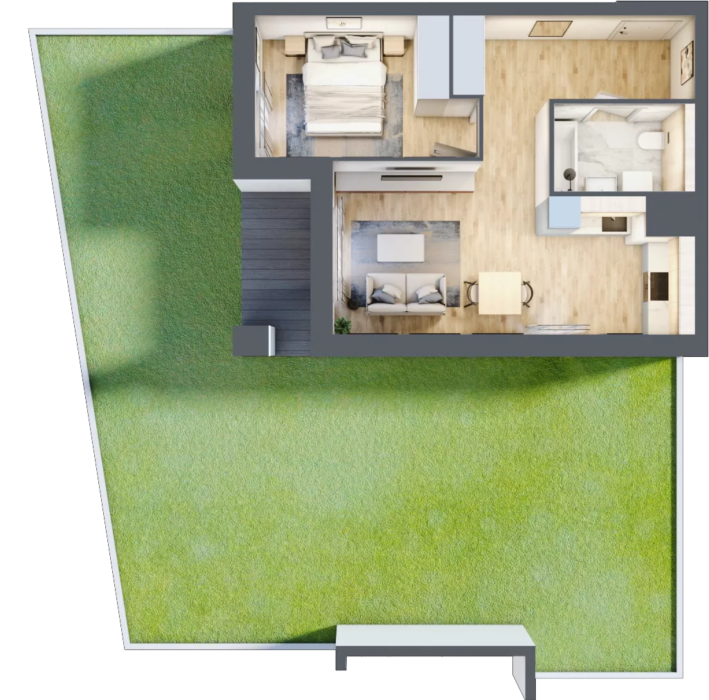 2 pokoje, mieszkanie 44,46 m², parter, oferta nr 1A.0.03, Nowa Francuska IIB, Katowice, Osiedle Paderewskiego-Muchowiec, Muchowiec, ul. Szybowcowa