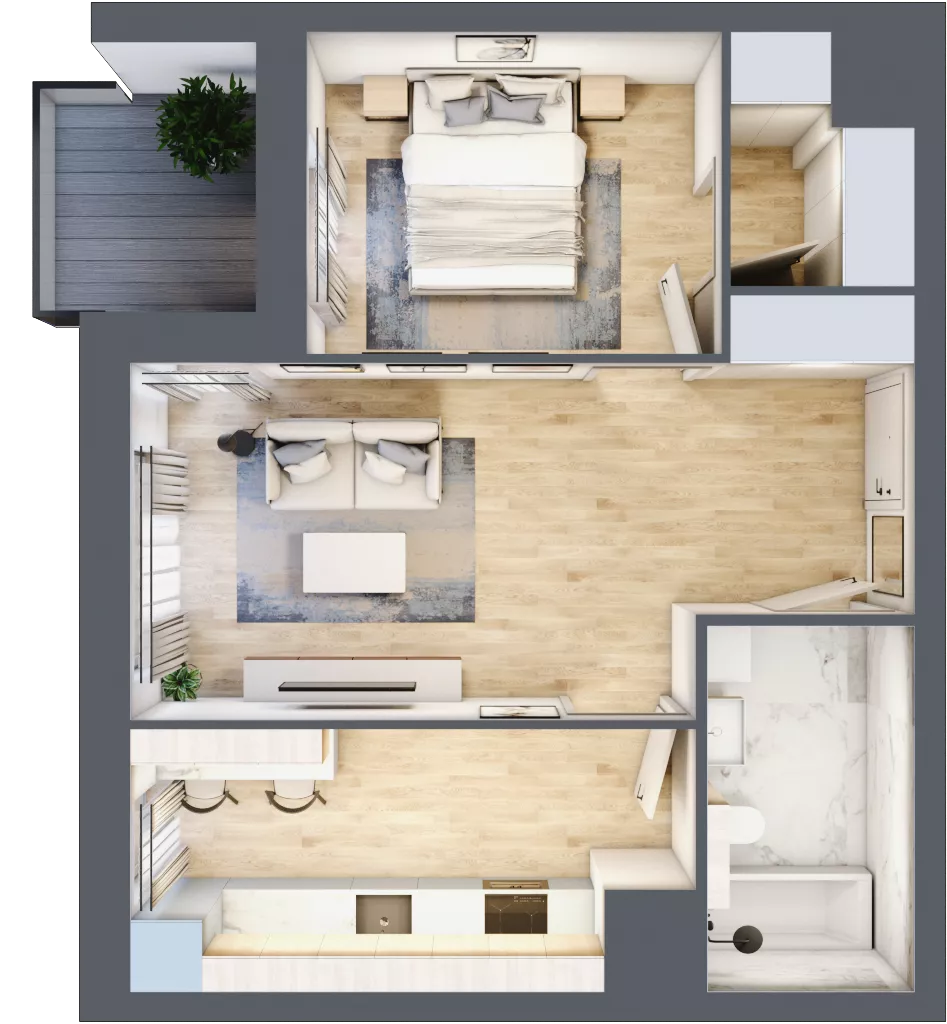 2 pokoje, mieszkanie 46,62 m², piętro 1, oferta nr 1A.1.13, Nowa Francuska IIB, Katowice, Osiedle Paderewskiego-Muchowiec, Muchowiec, ul. Szybowcowa