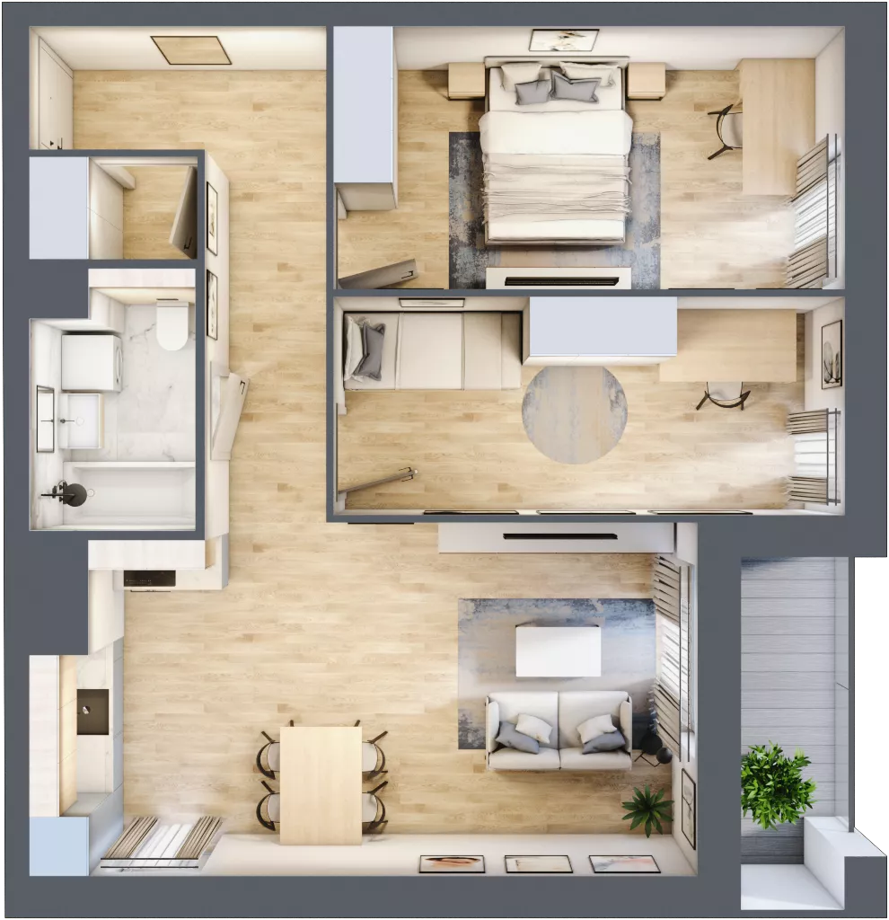3 pokoje, mieszkanie 65,74 m², piętro 5, oferta nr 1A.5.47, Nowa Francuska IIB, Katowice, Osiedle Paderewskiego-Muchowiec, Muchowiec, ul. Szybowcowa