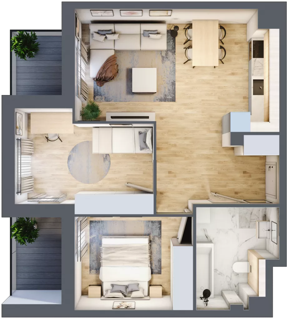 3 pokoje, mieszkanie 58,49 m², piętro 1, oferta nr 1.1.11, Zakątek Harmonia III, Warszawa, Białołęka, Szamocin, ul. Płochocińska