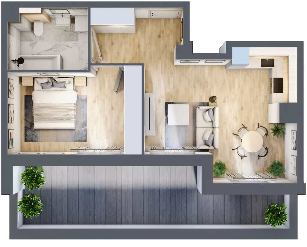 2 pokoje, mieszkanie 47,25 m², piętro 3, oferta nr 1.3.5, Zakątek Harmonia III, Warszawa, Białołęka, Szamocin, ul. Płochocińska