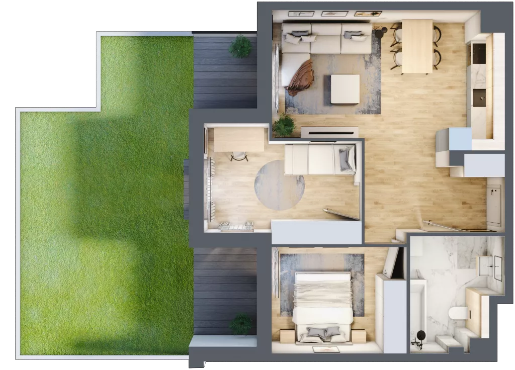 3 pokoje, mieszkanie 58,49 m², parter, oferta nr 1.0.9, Zakątek Harmonia III, Warszawa, Białołęka, Szamocin, ul. Płochocińska