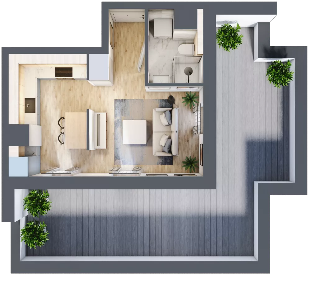 1 pokój, mieszkanie 25,03 m², piętro 3, oferta nr 1.3.4, Zakątek Harmonia III, Warszawa, Białołęka, Szamocin, ul. Płochocińska