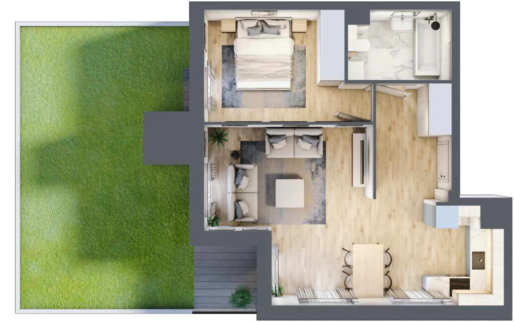 2 pokoje, mieszkanie 50,02 m², parter, oferta nr 1.0.6, Zakątek Harmonia III, Warszawa, Białołęka, Szamocin, ul. Płochocińska