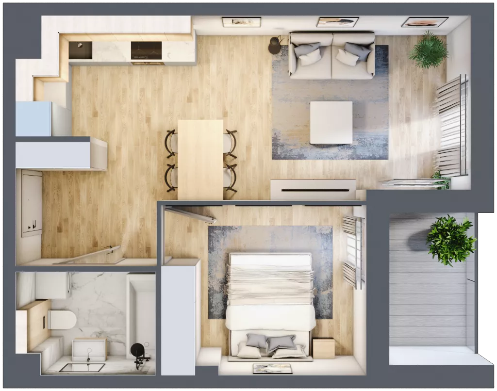 2 pokoje, mieszkanie 40,98 m², piętro 2, oferta nr 1.2.2, Zakątek Harmonia III, Warszawa, Białołęka, Szamocin, ul. Płochocińska