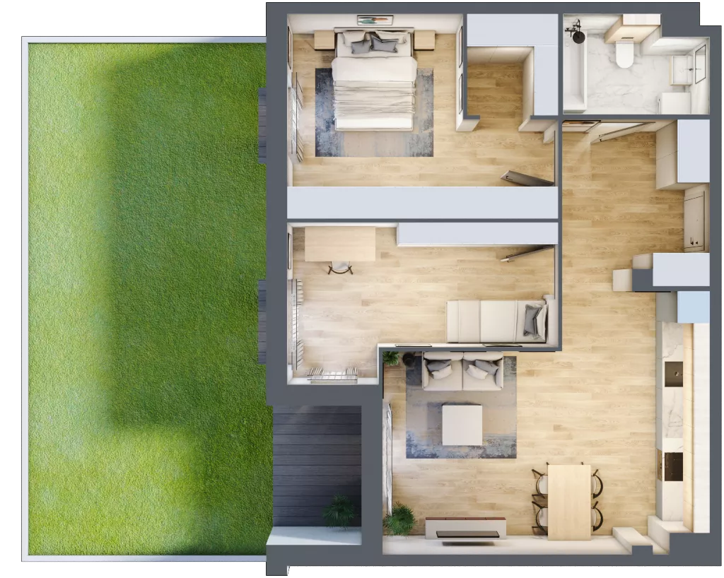 3 pokoje, mieszkanie 73,08 m², parter, oferta nr 1.0.8, Zakątek Harmonia III, Warszawa, Białołęka, Szamocin, ul. Płochocińska