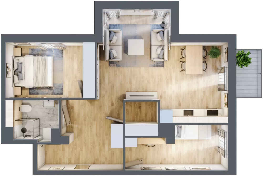 3 pokoje, mieszkanie 67,66 m², piętro 1, oferta nr 1.1.1, Zakątek Harmonia III, Warszawa, Białołęka, Szamocin, ul. Płochocińska