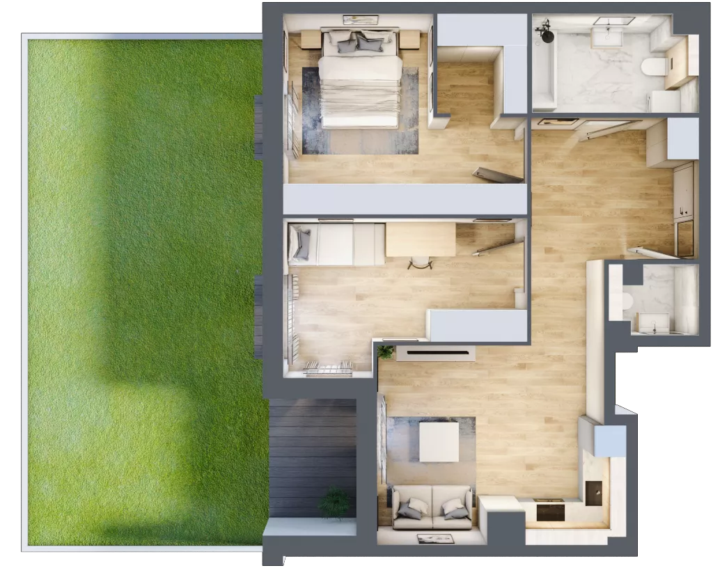 3 pokoje, mieszkanie 66,65 m², parter, oferta nr 2.0.8, Zakątek Harmonia III, Warszawa, Białołęka, Szamocin, ul. Płochocińska