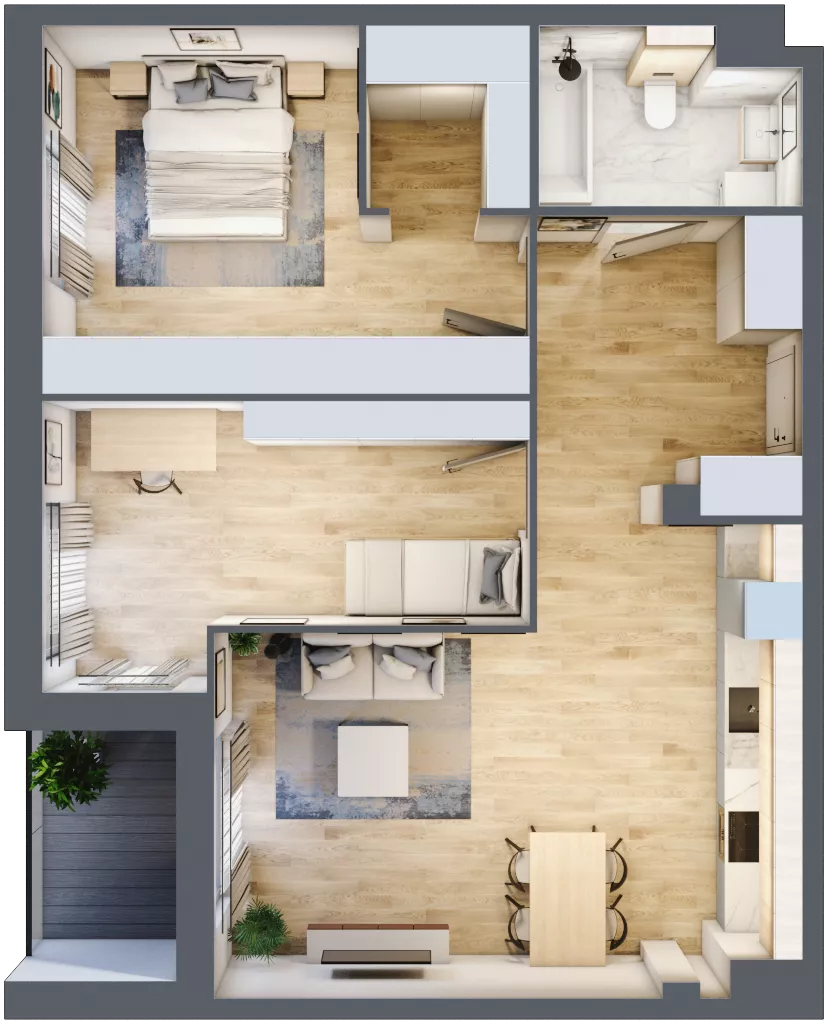 3 pokoje, mieszkanie 73,08 m², piętro 2, oferta nr 2.2.9, Zakątek Harmonia III, Warszawa, Białołęka, Szamocin, ul. Płochocińska