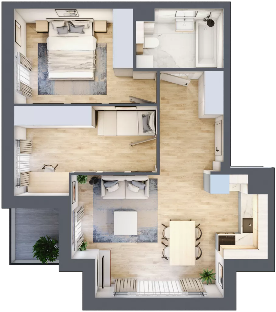 3 pokoje, mieszkanie 54,85 m², piętro 1, oferta nr 2.1.9, Zakątek Harmonia III, Warszawa, Białołęka, Szamocin, ul. Płochocińska