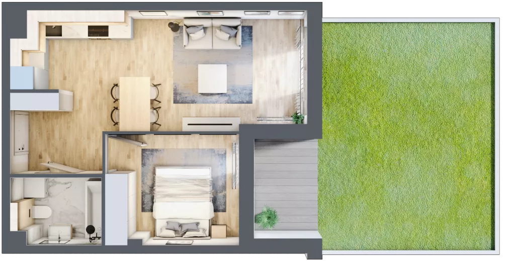 2 pokoje, mieszkanie 40,93 m², parter, oferta nr 2.0.3, Zakątek Harmonia III, Warszawa, Białołęka, Szamocin, ul. Płochocińska