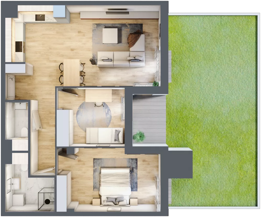 3 pokoje, mieszkanie 72,74 m², parter, oferta nr 2.0.6, Zakątek Harmonia III, Warszawa, Białołęka, Szamocin, ul. Płochocińska