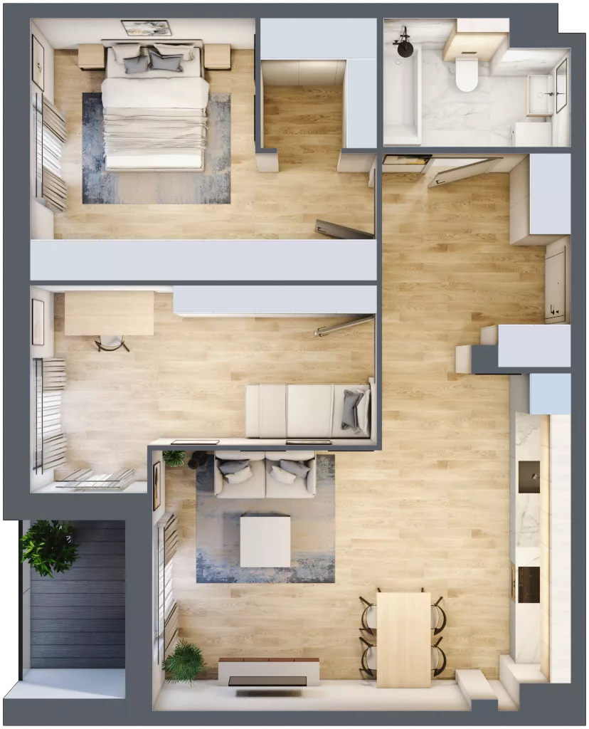 3 pokoje, mieszkanie 73,08 m², piętro 1, oferta nr 2.1.11, Zakątek Harmonia III, Warszawa, Białołęka, Szamocin, ul. Płochocińska