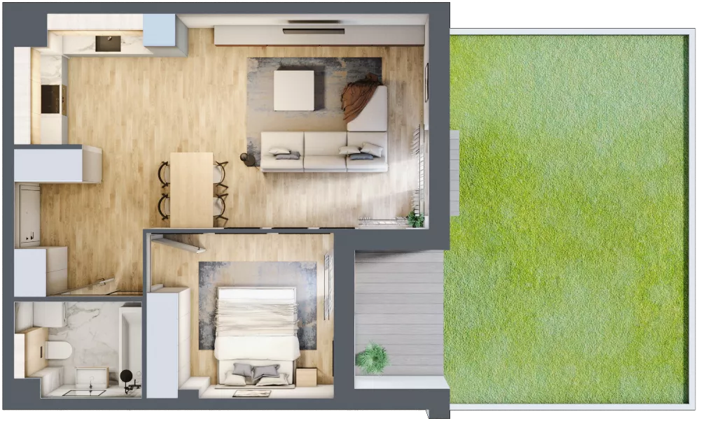 2 pokoje, mieszkanie 49,32 m², parter, oferta nr 2.0.5, Zakątek Harmonia III, Warszawa, Białołęka, Szamocin, ul. Płochocińska