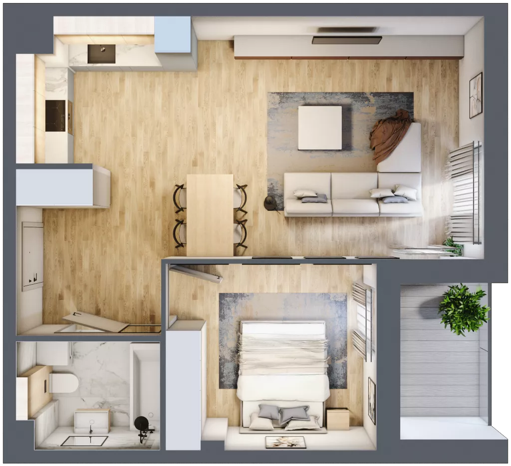 2 pokoje, mieszkanie 49,34 m², piętro 2, oferta nr 2.2.5, Zakątek Harmonia III, Warszawa, Białołęka, Szamocin, ul. Płochocińska