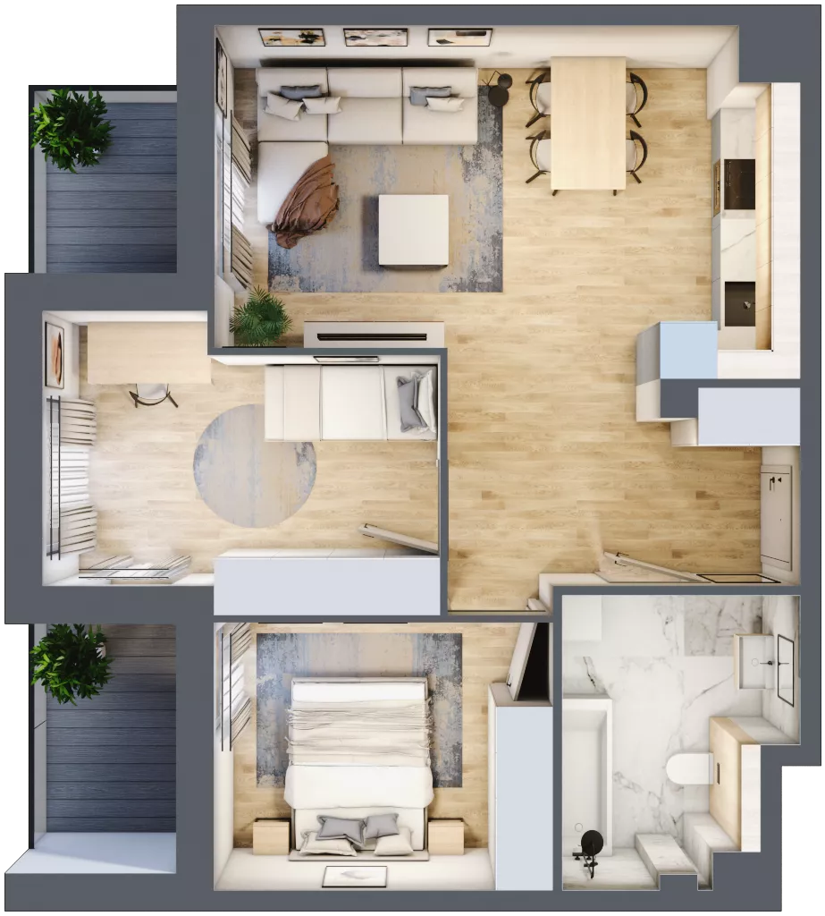 3 pokoje, mieszkanie 58,49 m², piętro 1, oferta nr 3.1.12, Zakątek Harmonia III, Warszawa, Białołęka, Szamocin, ul. Płochocińska