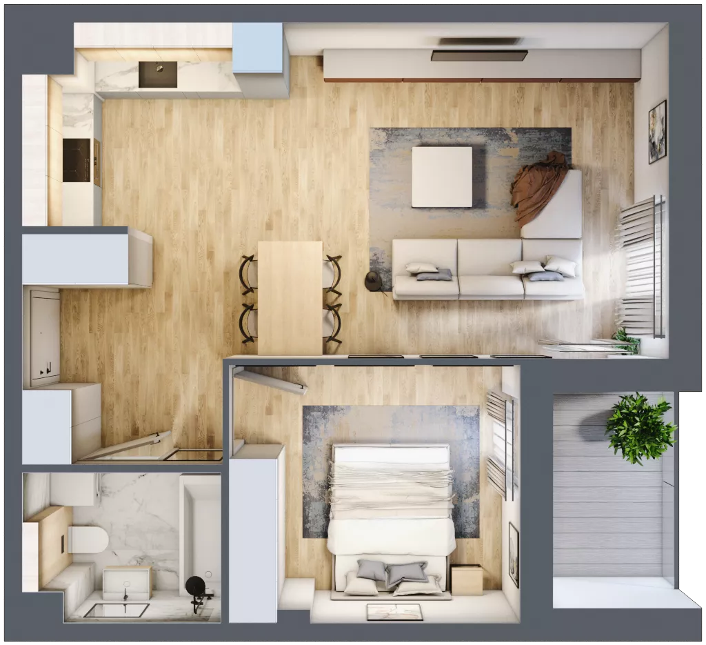 2 pokoje, mieszkanie 49,32 m², piętro 2, oferta nr 3.2.4, Zakątek Harmonia III, Warszawa, Białołęka, Szamocin, ul. Płochocińska