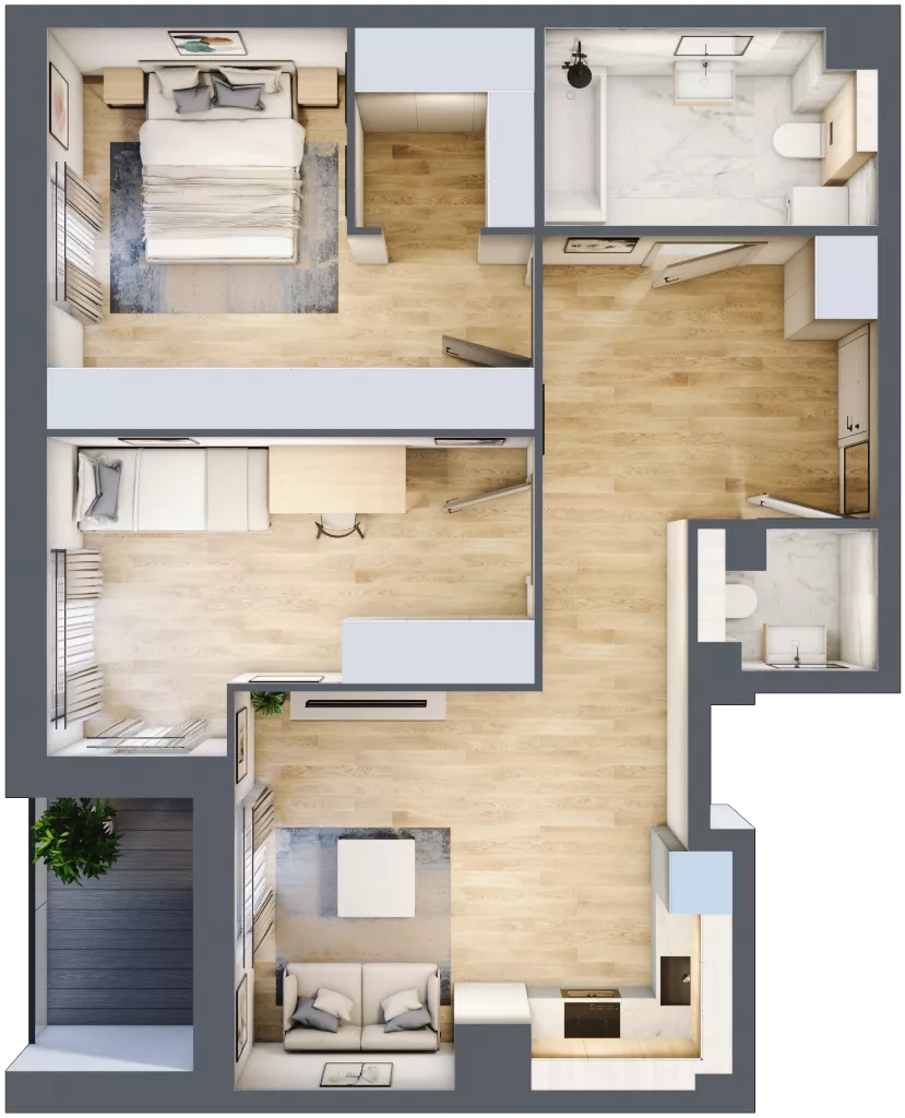 3 pokoje, mieszkanie 66,66 m², piętro 1, oferta nr 3.1.10, Zakątek Harmonia III, Warszawa, Białołęka, Szamocin, ul. Płochocińska