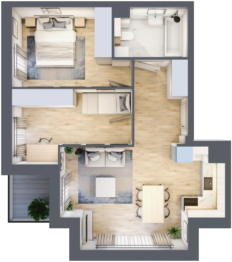 3 pokoje, mieszkanie 54,85 m², piętro 2, oferta nr 3.2.7, Zakątek Harmonia III, Warszawa, Białołęka, Szamocin, ul. Płochocińska