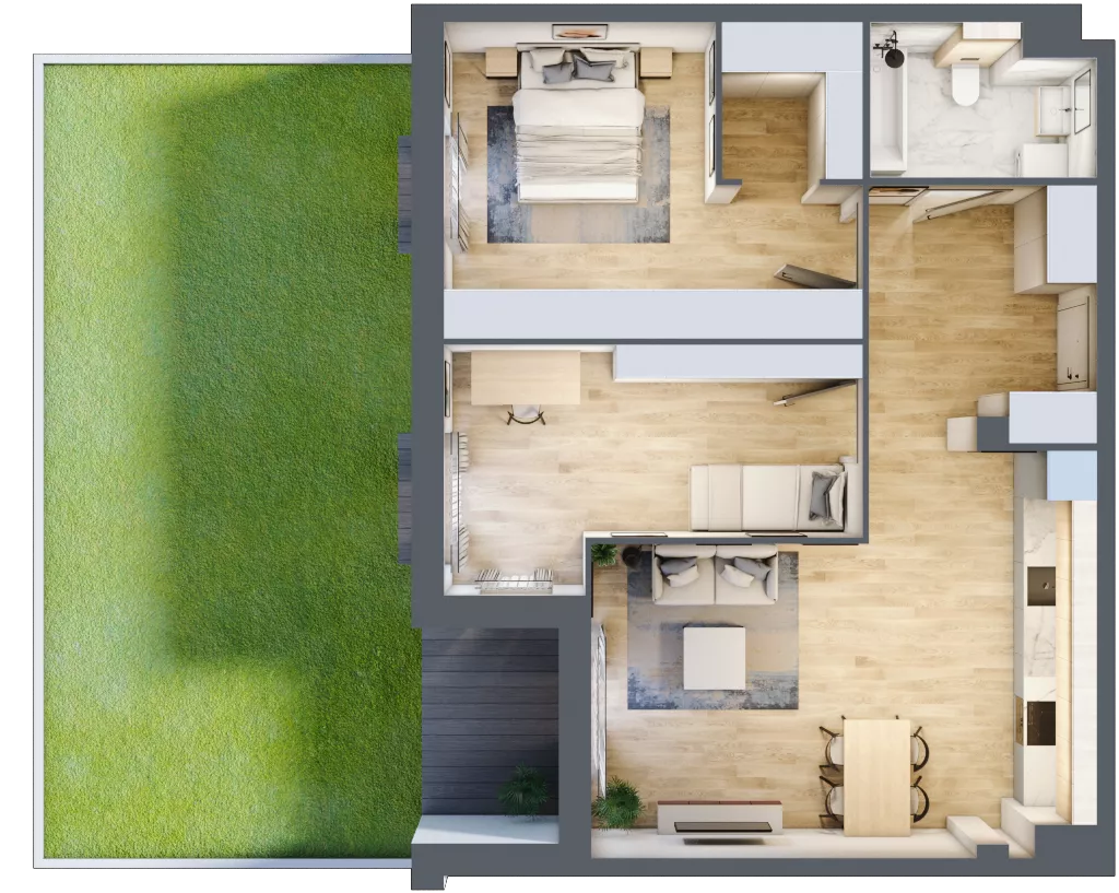 3 pokoje, mieszkanie 73,08 m², parter, oferta nr 3.0.9, Zakątek Harmonia III, Warszawa, Białołęka, Szamocin, ul. Płochocińska