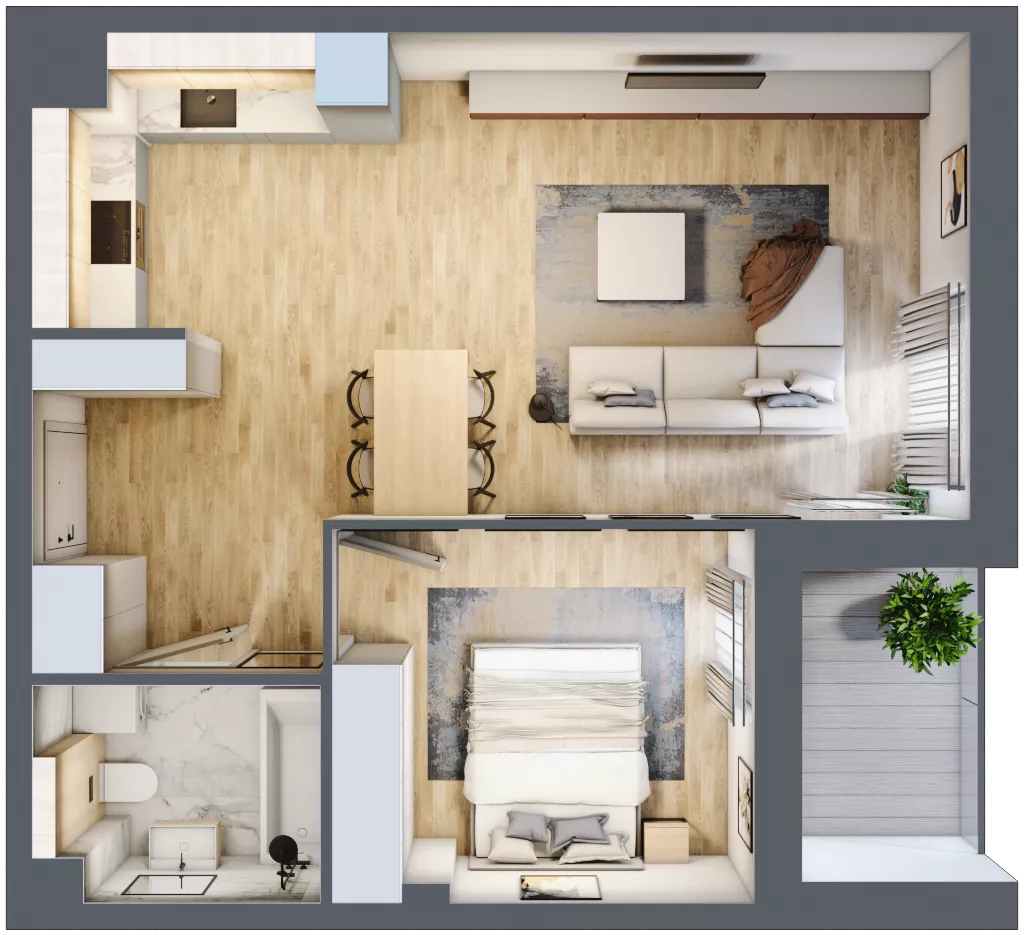 2 pokoje, mieszkanie 49,33 m², piętro 1, oferta nr 3.1.5, Zakątek Harmonia III, Warszawa, Białołęka, Szamocin, ul. Płochocińska