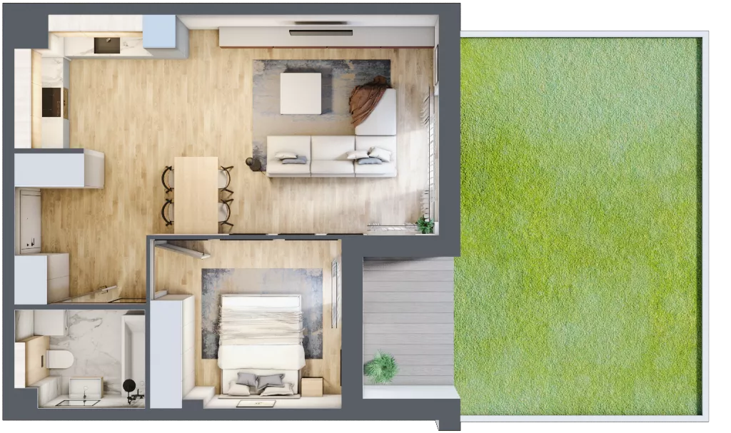2 pokoje, mieszkanie 49,33 m², parter, oferta nr 3.0.4, Zakątek Harmonia III, Warszawa, Białołęka, Szamocin, ul. Płochocińska