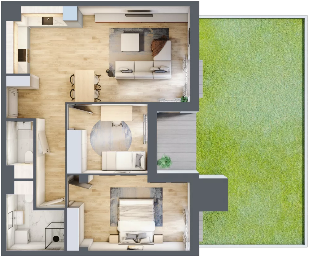 3 pokoje, mieszkanie 72,74 m², parter, oferta nr 3.0.6, Zakątek Harmonia III, Warszawa, Białołęka, Szamocin, ul. Płochocińska