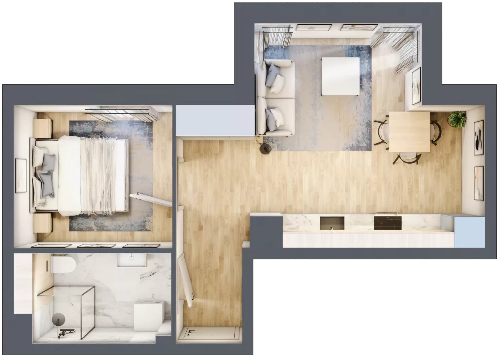 2 pokoje, mieszkanie 37,42 m², piętro 1, oferta nr 3.1.1, Zakątek Harmonia III, Warszawa, Białołęka, Szamocin, ul. Płochocińska