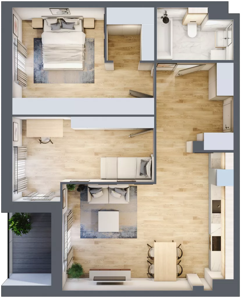 3 pokoje, mieszkanie 73,08 m², piętro 2, oferta nr 3.2.9, Zakątek Harmonia III, Warszawa, Białołęka, Szamocin, ul. Płochocińska