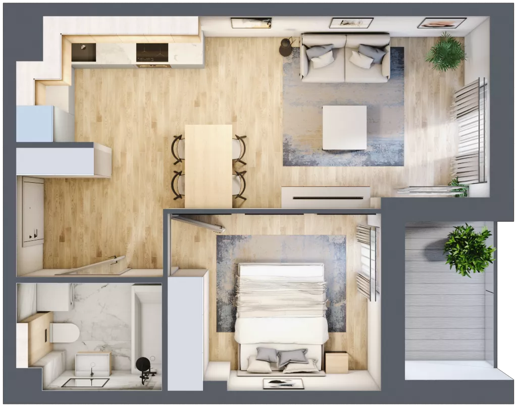 2 pokoje, mieszkanie 40,93 m², piętro 2, oferta nr 3.2.2, Zakątek Harmonia III, Warszawa, Białołęka, Szamocin, ul. Płochocińska
