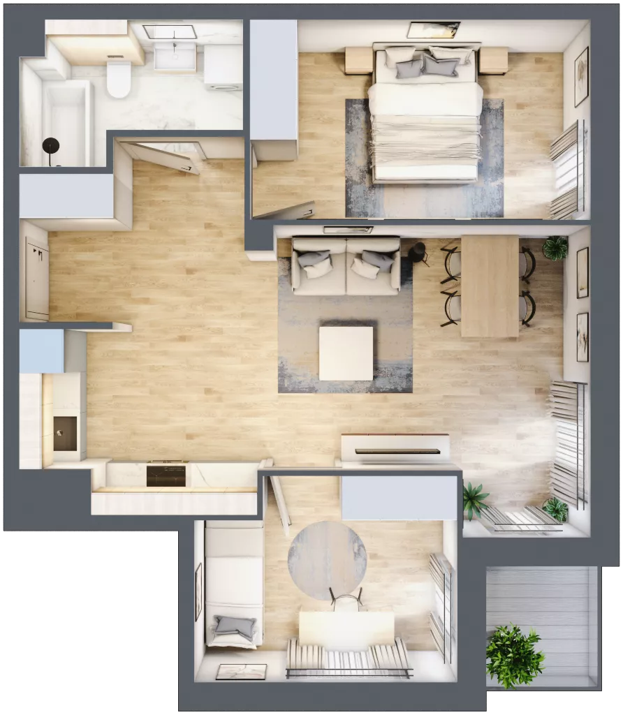 3 pokoje, mieszkanie 59,53 m², piętro 2, oferta nr 4.2.6, Zakątek Harmonia III, Warszawa, Białołęka, Szamocin, ul. Płochocińska