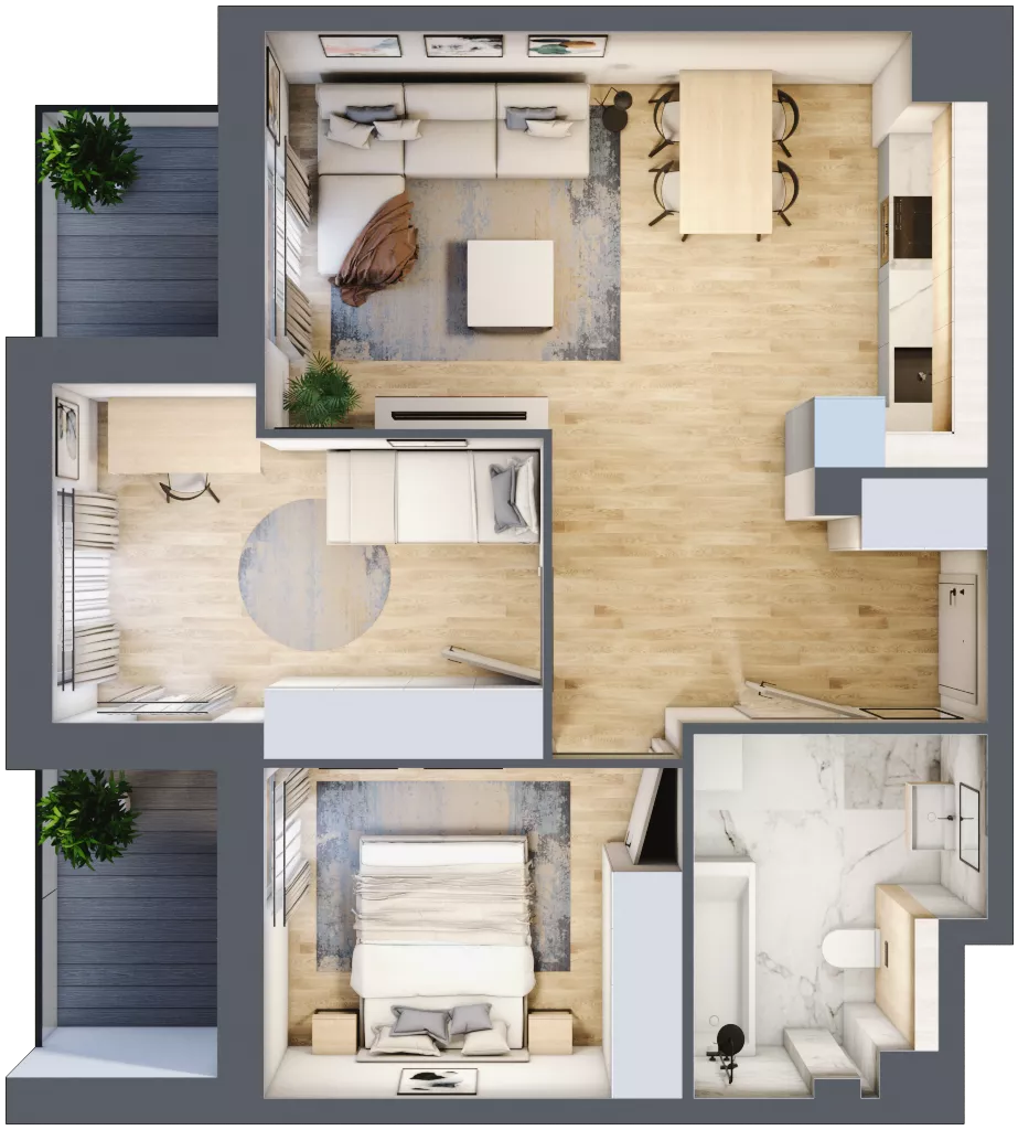 3 pokoje, mieszkanie 58,49 m², piętro 1, oferta nr 4.1.12, Zakątek Harmonia III, Warszawa, Białołęka, Szamocin, ul. Płochocińska