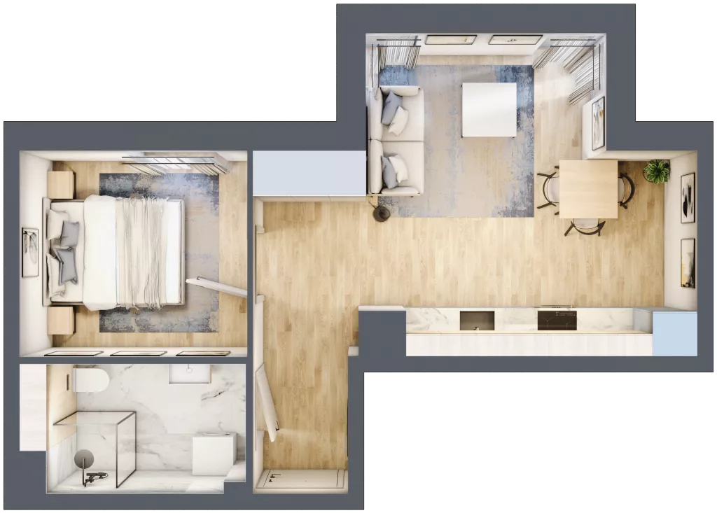 2 pokoje, mieszkanie 37,42 m², piętro 1, oferta nr 4.1.1, Zakątek Harmonia III, Warszawa, Białołęka, Szamocin, ul. Płochocińska
