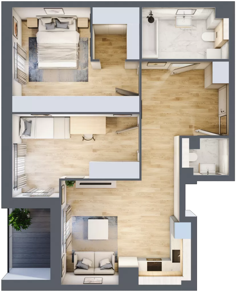 3 pokoje, mieszkanie 66,66 m², piętro 2, oferta nr 4.2.8, Zakątek Harmonia III, Warszawa, Białołęka, Szamocin, ul. Płochocińska