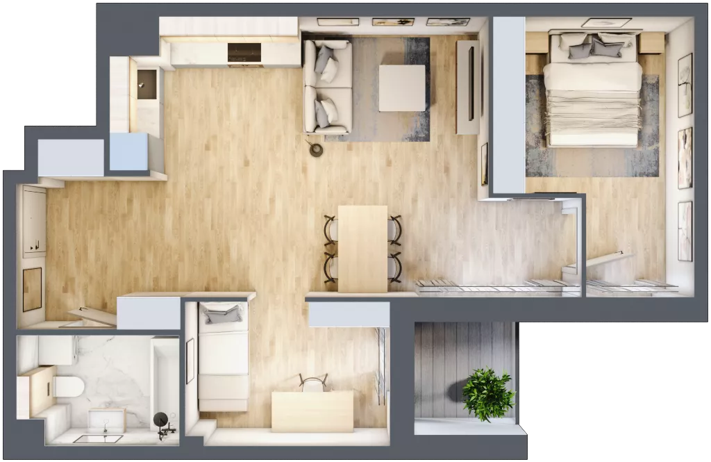 2 pokoje, mieszkanie 58,65 m², piętro 1, oferta nr 4.1.3, Zakątek Harmonia III, Warszawa, Białołęka, Szamocin, ul. Płochocińska
