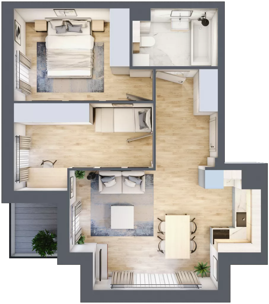 3 pokoje, mieszkanie 54,85 m², piętro 1, oferta nr 4.1.9, Zakątek Harmonia III, Warszawa, Białołęka, Szamocin, ul. Płochocińska