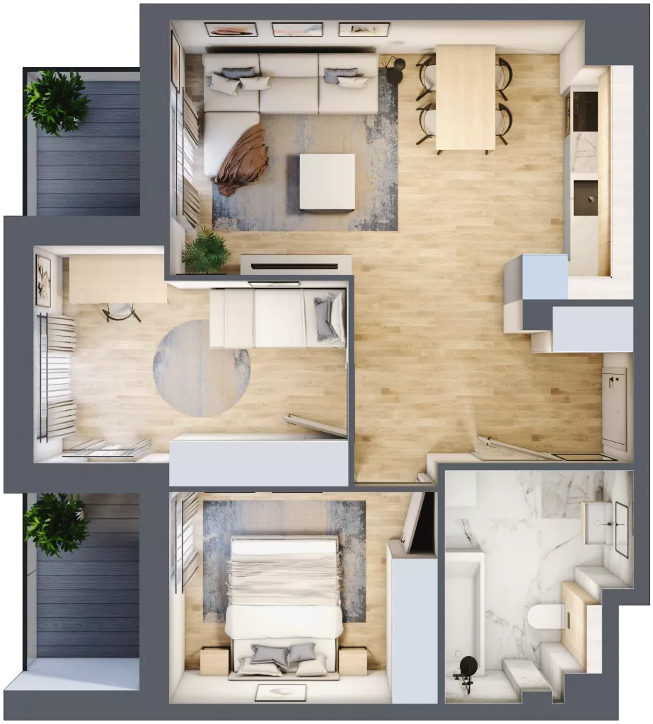 3 pokoje, mieszkanie 58,49 m², piętro 2, oferta nr 4.2.10, Zakątek Harmonia III, Warszawa, Białołęka, Szamocin, ul. Płochocińska