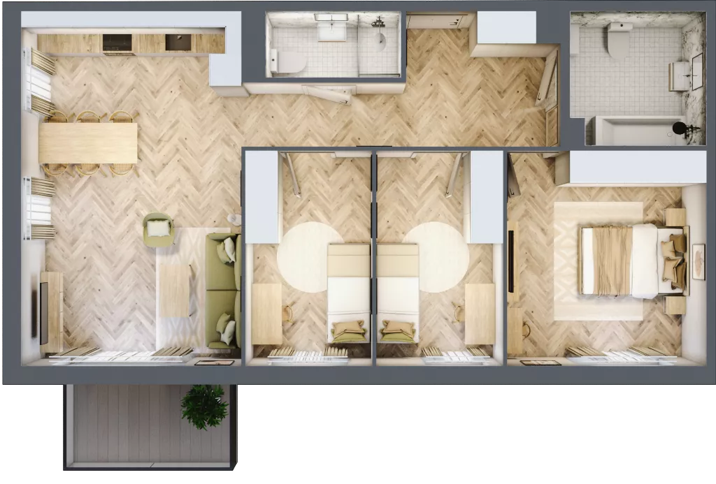 4 pokoje, mieszkanie 81,38 m², piętro 4, oferta nr 1.4.09, Osiedle Rytelska, Gdańsk, Orunia Górna-Gdańsk Południe, ul. Rytelska