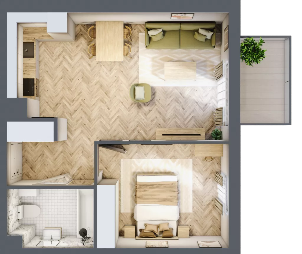 2 pokoje, mieszkanie 45,19 m², piętro 4, oferta nr 1.4.07, Osiedle Rytelska, Gdańsk, Orunia Górna-Gdańsk Południe, ul. Rytelska