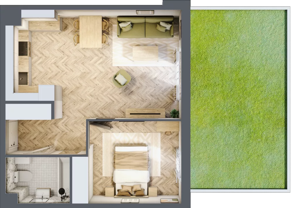2 pokoje, mieszkanie 46,80 m², parter, oferta nr 2.0.10, Osiedle Rytelska, Gdańsk, Orunia Górna-Gdańsk Południe, ul. Rytelska