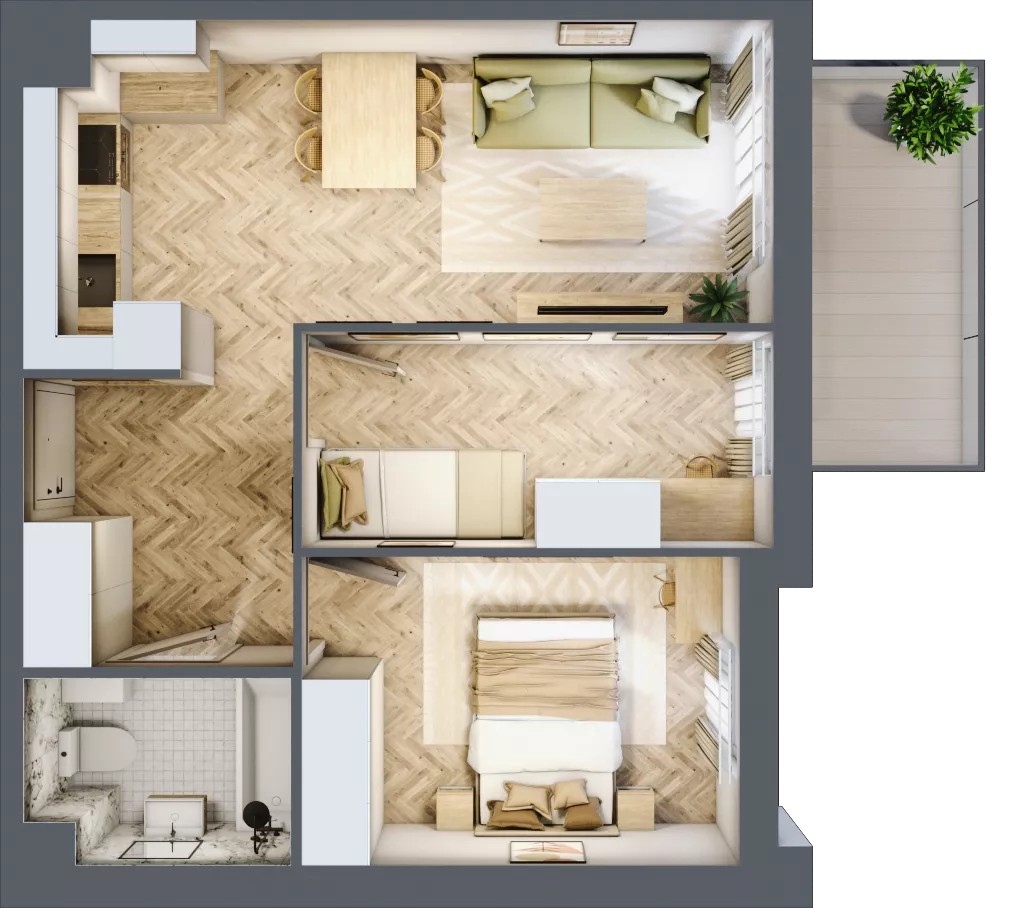 3 pokoje, mieszkanie 46,79 m², piętro 4, oferta nr 2.4.06, Osiedle Rytelska, Gdańsk, Orunia Górna-Gdańsk Południe, ul. Rytelska