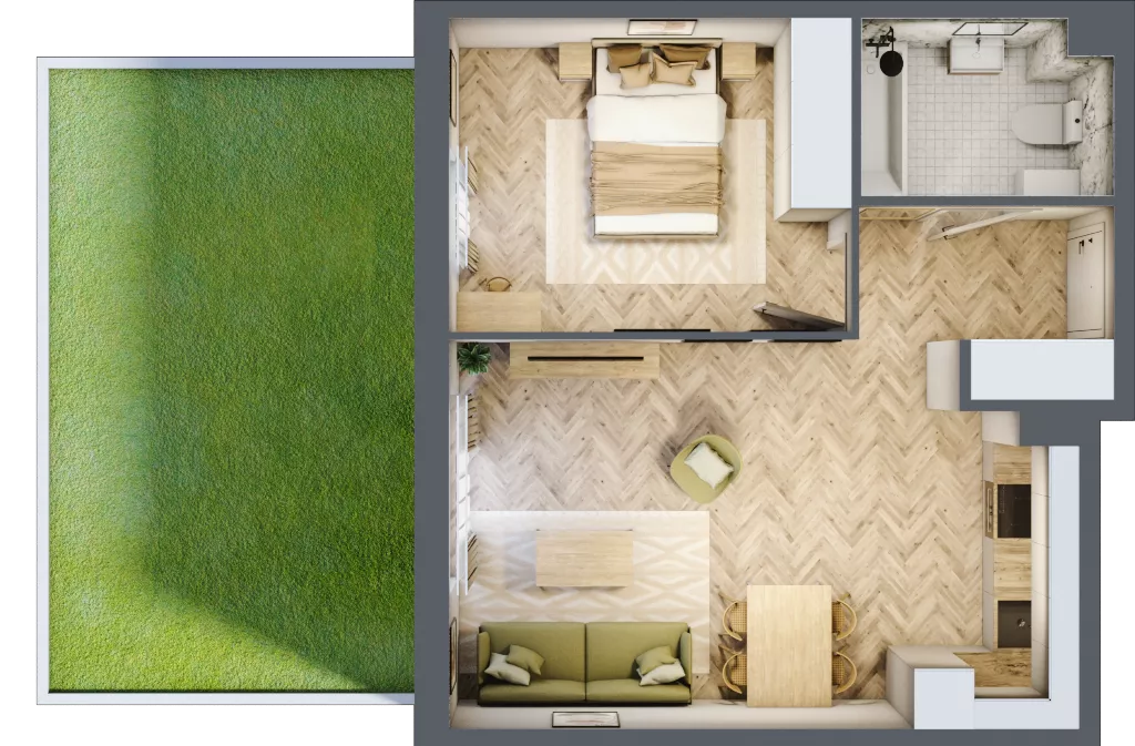 2 pokoje, mieszkanie 44,36 m², parter, oferta nr 2.0.05, Osiedle Rytelska, Gdańsk, Orunia Górna-Gdańsk Południe, ul. Rytelska
