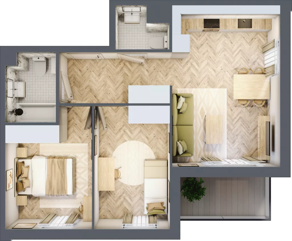 3 pokoje, mieszkanie 53,38 m², piętro 4, oferta nr 2.4.04, Osiedle Rytelska, Gdańsk, Orunia Górna-Gdańsk Południe, ul. Rytelska