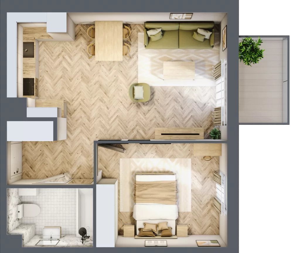 2 pokoje, mieszkanie 45,19 m², piętro 2, oferta nr 2.2.07, Osiedle Rytelska, Gdańsk, Orunia Górna-Gdańsk Południe, ul. Rytelska
